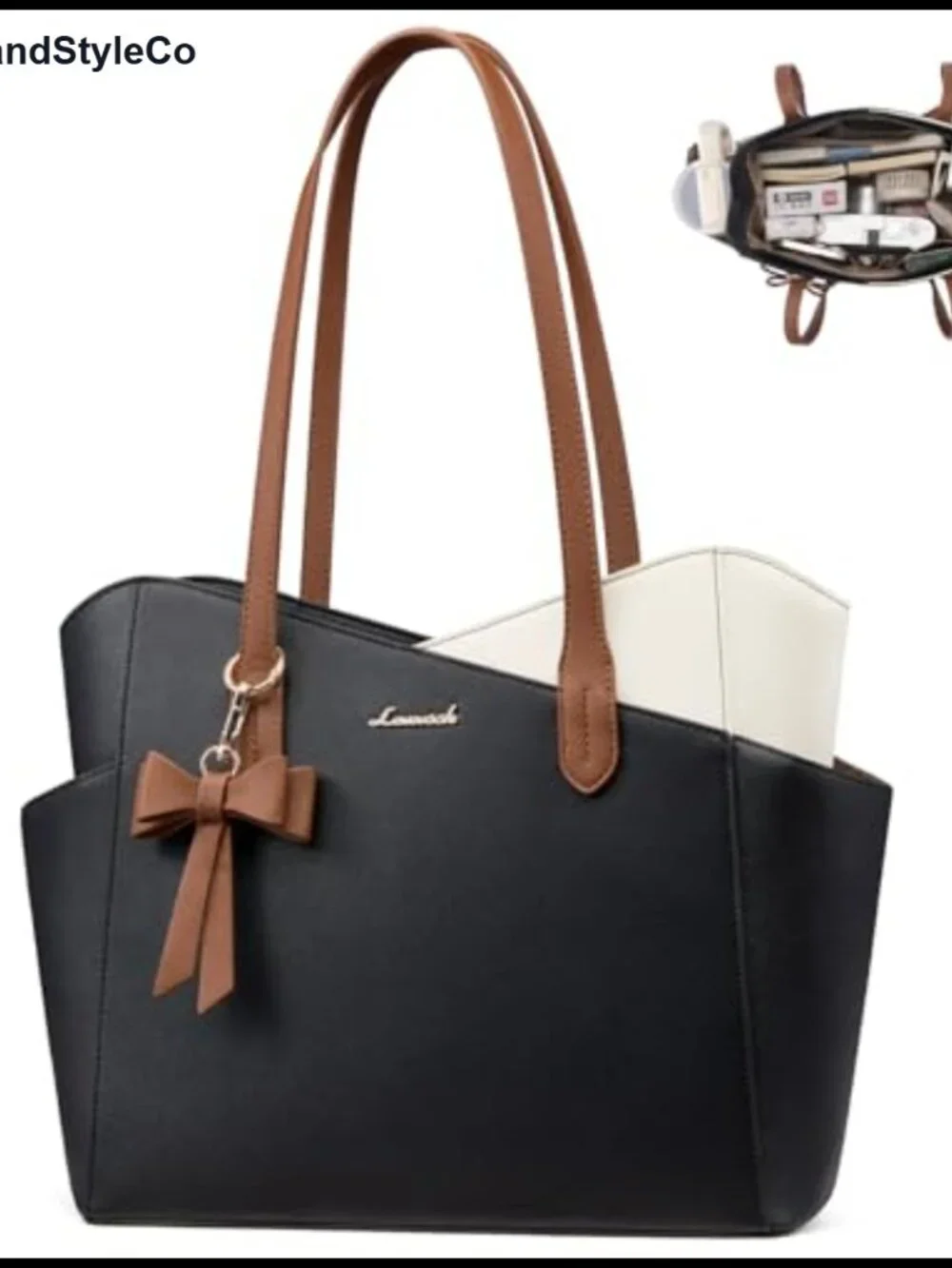 Structured PU Leather Satchel Tote Purse for Women, Fits 11